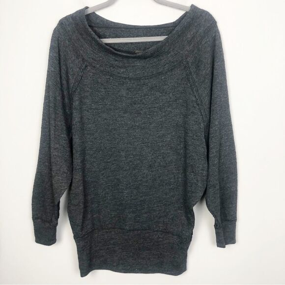 FREE PEOPLE | WE THE FREE Dark Gray Boatneck Lightweight Sweatshirt Women’s XS - Picture 2 of 9